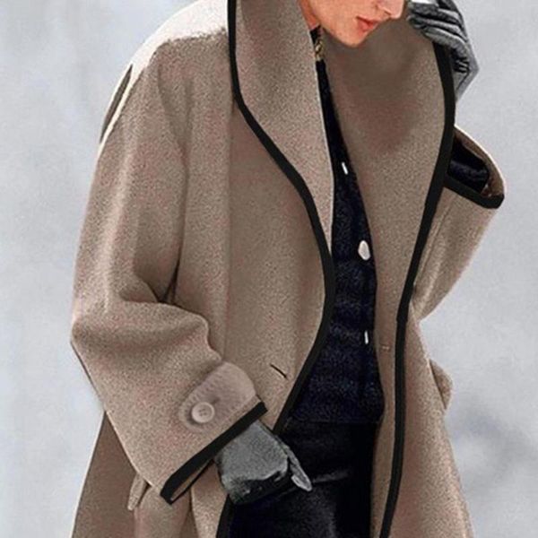 

women's wool & blends down jacket 2021 winter womens warm coat ladies outwear slim long trench overcoat s8g8, Black