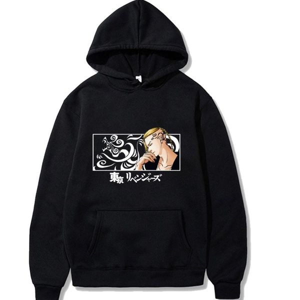 

men's hoodies & sweatshirts anime tokyo revengers pullover cartoon style loose casual, Black