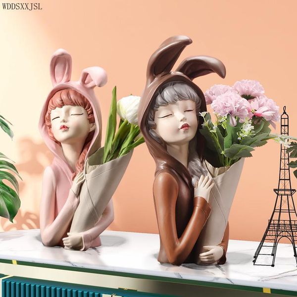 

vases wddsxxjsl creative bouquet girl vase decoration resin crafts living room deskflower arrangement home decor wedding gift