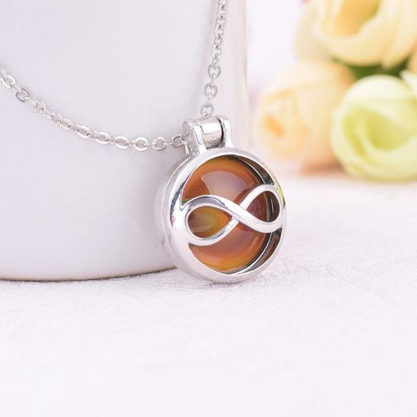 

visionmood openable infinity 2 in 1 pendant choker mood necklace temperature change color feeling emotional woman necklaces, Silver