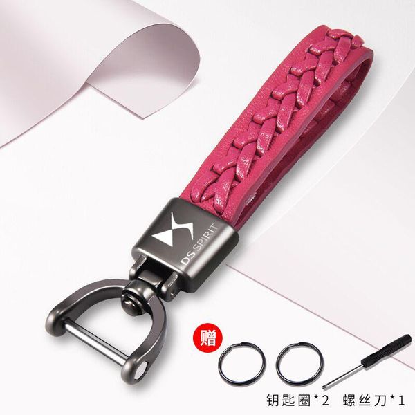 

keychains creative luxury hand woven leather horseshoe car logo keychain for ds spirit ds3 ds4 ds4s ds5 5ls ds6 ds7 accessories, Silver