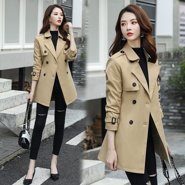 

women's trench coats during autumn temperament elegant comfortable fashion coat personality long dress womens clothes, Tan;black