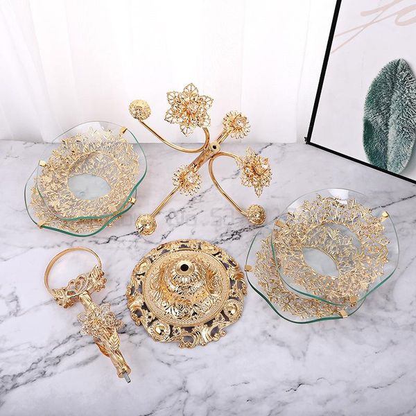 

dishes & plates stylish light luxury quality multi-functional separation storage plate european glass living room el pastry fruit plate.