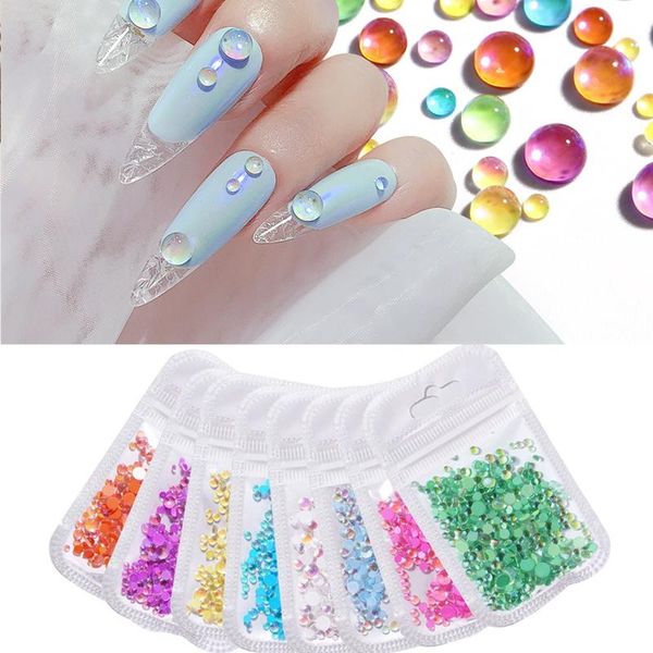 

nail art decorations 300pcs mermaid symphony pearl aurora translucent crystal diy manicure japanese style jewelry 3d design, Silver;gold