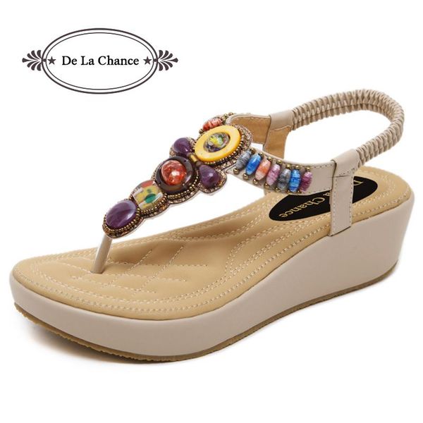 

de la chance 2021 summer gladiator sandals women pu leather flat fashion shoes casual occasions the female wedge, Black