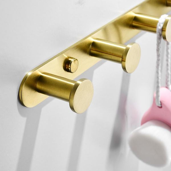 

stainless steel brushed gold bathroom hook wall hanging towel rack storage clothes row racks