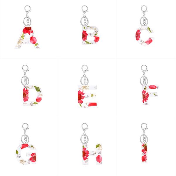 

fashion letter red flower print keychain key chain car key hoder keyring handbag bag charms women girl gift jewelry accessories, Slivery;golden