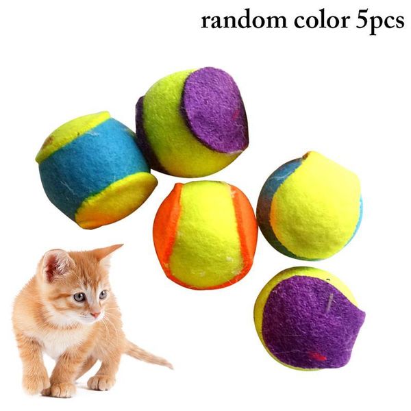 

funny mini cat toy ball cloth material 5pcs colorful patch play interactive pet kitten chewing supplies toys