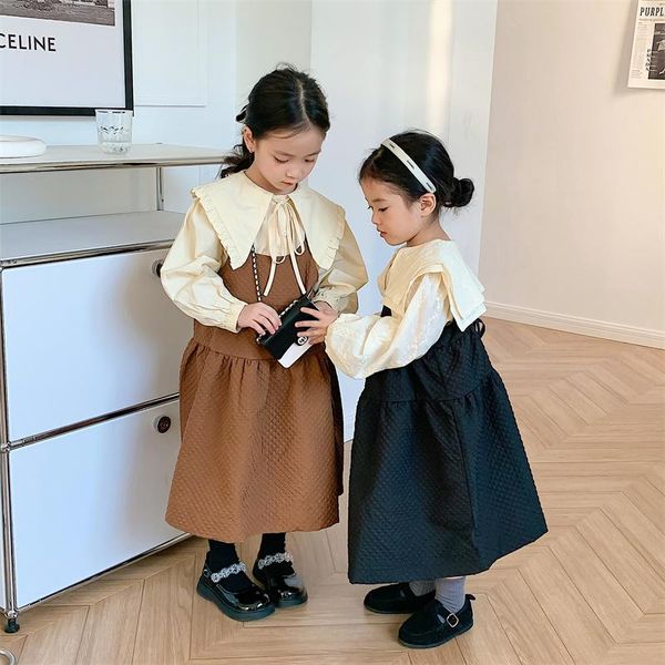 

girl's dresses girls' korean solid suspender dress 2021 autumn, Red;yellow