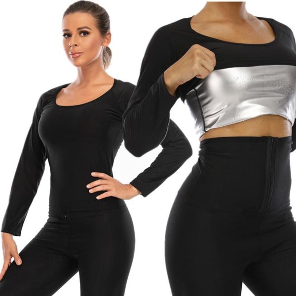 

women's shapers women sauna sweat shirts waist trainer weight loss shapewear tummy slimming sheath workout body shaper corset fajas top, Black;white