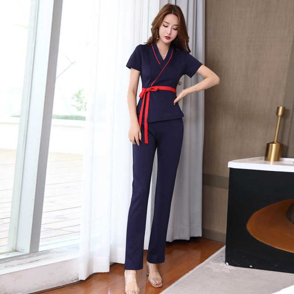 

luxury evening dress foot therapy technician spa health care thin massage beauty salon foot bathing work cloth pants, Black;gray