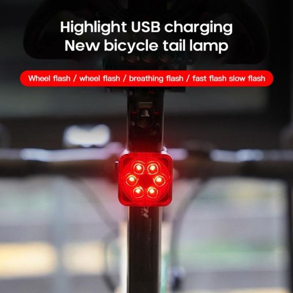 

bike lights bicycle light usb charging waterproof ultralight abs+pc taillights 5 modes night cycling safety warning