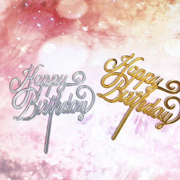 

other festive & party supplies silver gold colors happy birthday cake er decoration cards insert baby shower cupcake