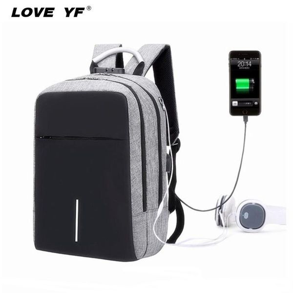 

backpack men's travel bag smart usb shoulder password lock package business anti-theft computer school