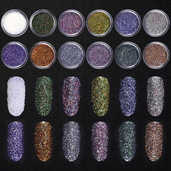 

nail glitter rolabling 12 colors powder acrylic shining chrome dust pigment manicure art decorations, Silver;gold