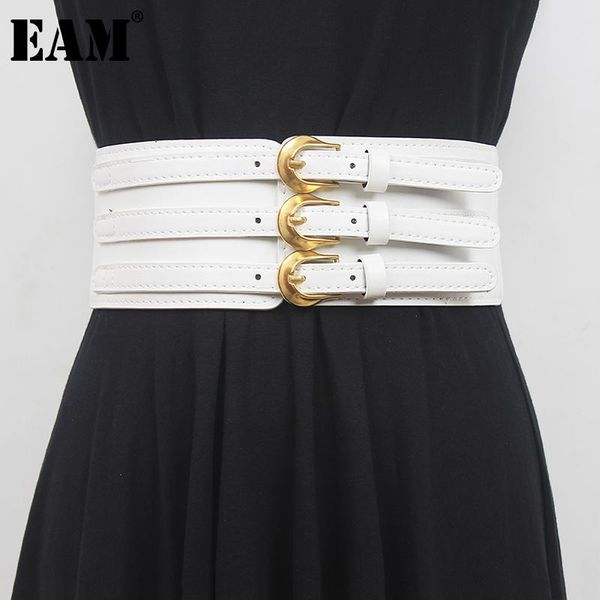 

belts [eam] pu leather buckle white elastic wide belt personality women fashion tide all-match spring autumn 2021 1dd10002, Black;brown