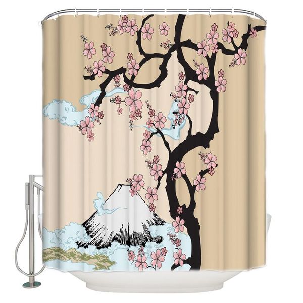 

shower curtains modern curtain for mount fuji cherry tree pink bathroom special exquisite waterproof polyester with hook