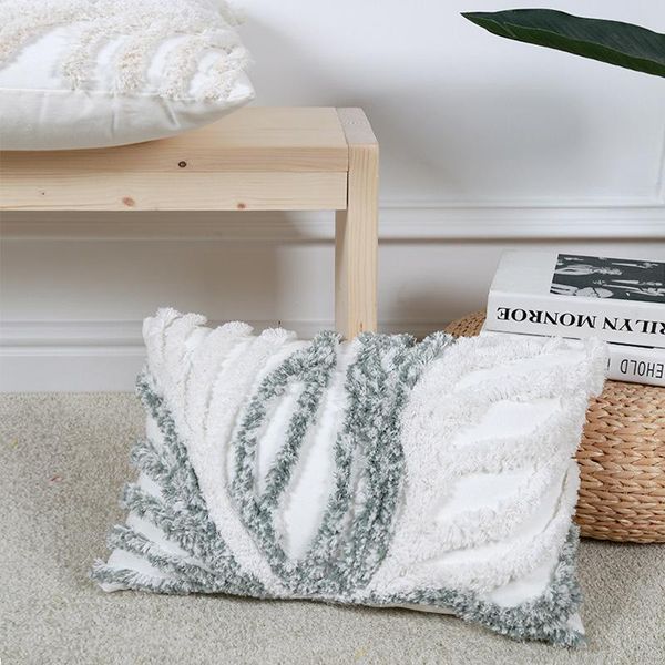 

cushion/decorative pillow nordic tufted embroidery striped cushion cover cotton canvas jacquard throw sofa home pillowcover 40869