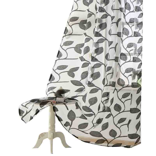 

curtain & drapes leaf design black color sheer fabrics kitchen door
