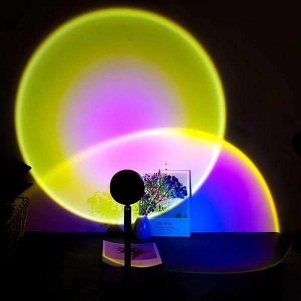 

sunset projector lamp rainbow atmosphere led night light for home bedroom coffe shop background wall decoration usb table flash heads