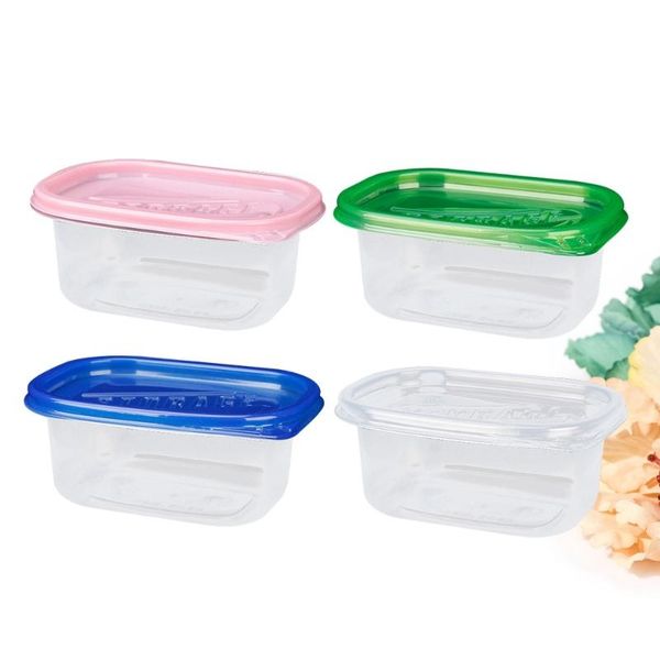 

12pcs 280ml rectangular lunch boxes disposable container kitchen sealed box for fruit cake(green and blue trans storage bottles & jars