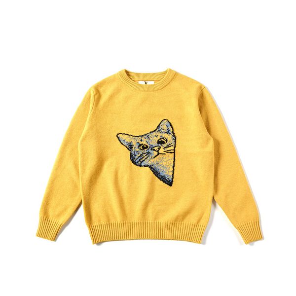 

boutique sweater winter fashion brand cartoon printed pullover round neck long sleeve t-shirt men's clothing, White;black