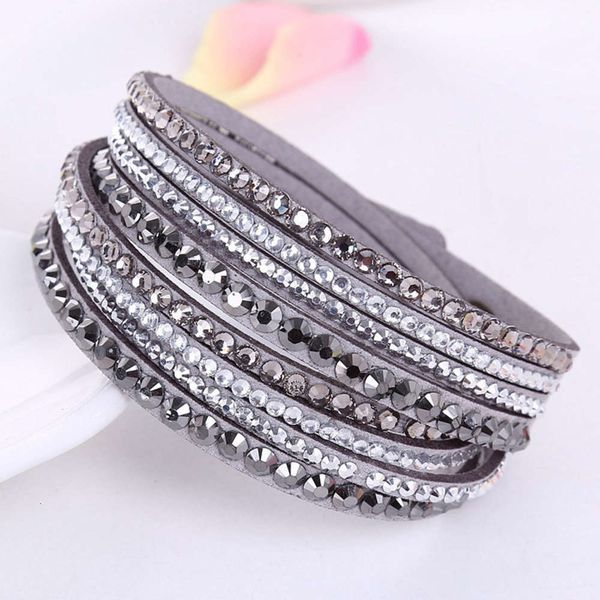 

hand catenary 4-row diamond korean velvet crystal bracelet, Black