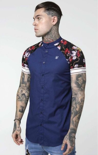 

men's casual shirts siksilk starlight tech tee navy blue shirt, White;black