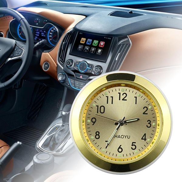 

car air freshener outlet perfume auto clock luminous ornament conditioning odor decoration (golden)