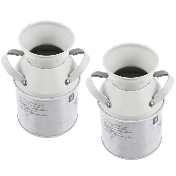 

vases 2pcs vintage iron bucket metal retro flower vase pot home decorative