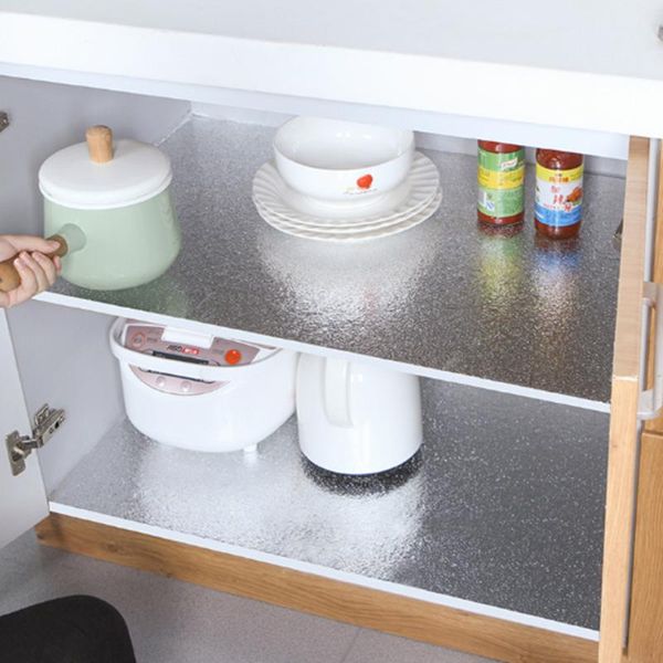 

wall stickers kitchen aluminum foil stove sticker oil-proof waterproof cabinet self adhesive diy wallpaper