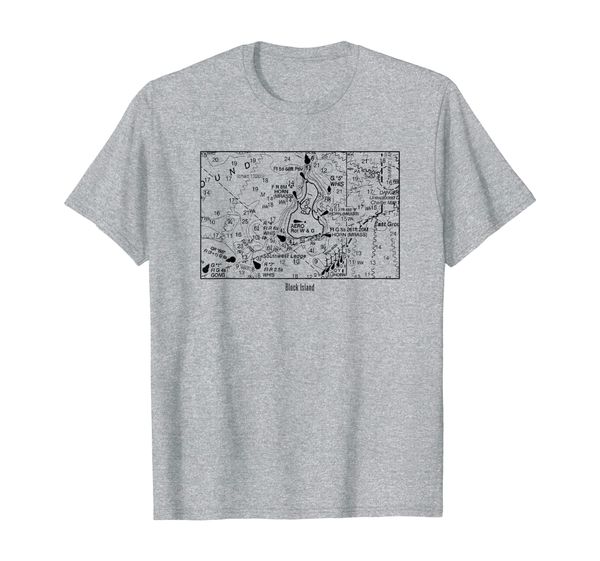 

block island nautical marine chart t-shirt, White;black