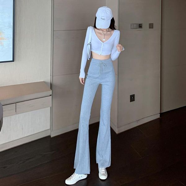 

women's pants & capris 2021 autumn high waist slim women leggings solid color grey black versatile casual fashion trousers, Black;white