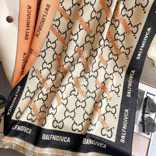 

design scarf scarf women's imitation cashmere air conditioning room shawl fashion autumn and lengthened tassel decorative warm bib mgoc, Blue;gray