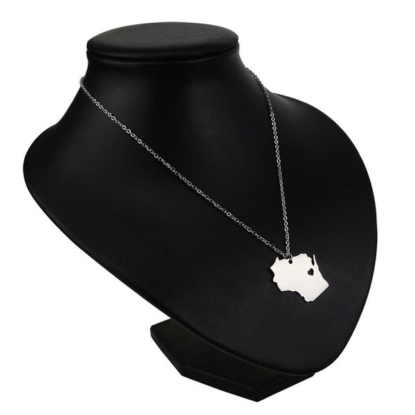 

europe and the united states stainless steel wisconsin map pendant necklace, Silver