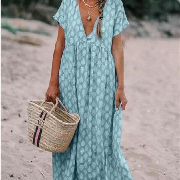 

factoryaio8 summer women's dress print v-neck in wide waist 2019, White;black