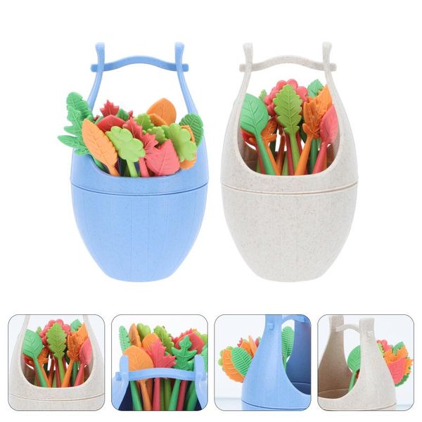 

forks 2 sets of long handle wheat straw household coffee sticks