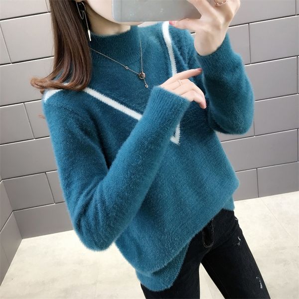 

women's sweaters had 2 ranked no. 1) women cultivate morality flash imitated mink sanded color half a turtleneck pullovers 59 p24o, White;black
