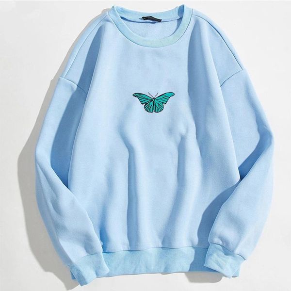 

women's hoodies & sweatshirts graphic butterfly print casual long sleeve pullover sudadera mujer streetwear women sweetshirts moletom, Black