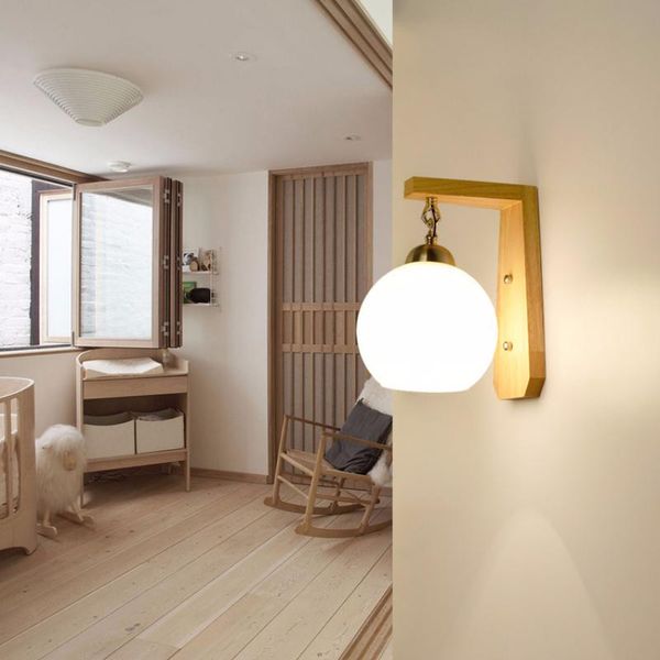 

wall lamp modern and simple solid wood bedside for living room porch aisle light led bedroom el lamps