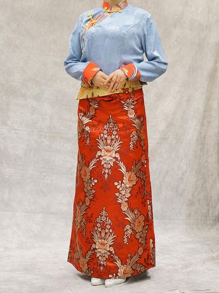 

casual dresses bangji meiduo tibetan clothing women's robe acetic acid shirt national style brocade set, Black;gray