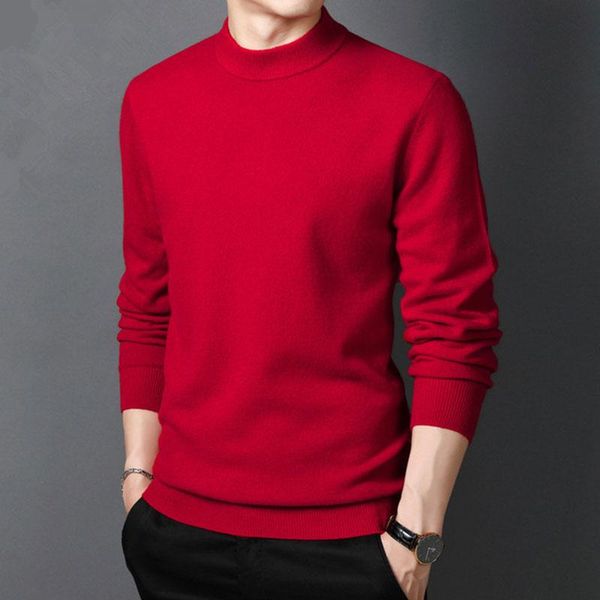 

men's sweaters men sweater turn-down o-neck multi-colour solid color turtleneck warm slim knitted wool pullovers for autumn winter, White;black