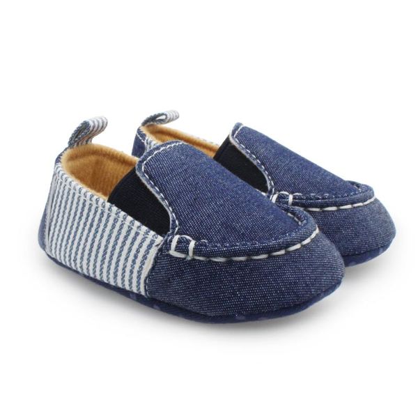 

first walkers casual toddlers boys girls denim striped shoes infant baby 0-12m l07