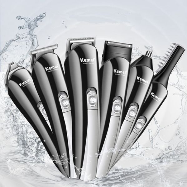 

6 in 1 kemei shaver barber haircut organ nose eyebrow for many function suit haircut scissors head can wash hair trimmer set razor dhl ship