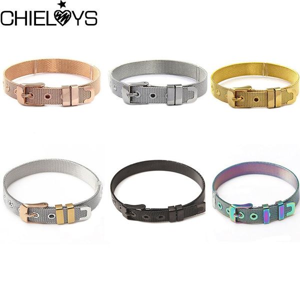 

brand jewelry women statement stainless steel mesh keeper bracelets for slide charms diy 6 style optional link, chain, Black