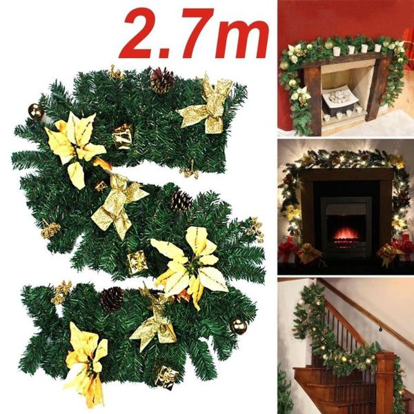 

decorative flowers & wreaths christmas tree wreath wicker rattan garland 2.7m decorations ornaments xmas home wall pine k916