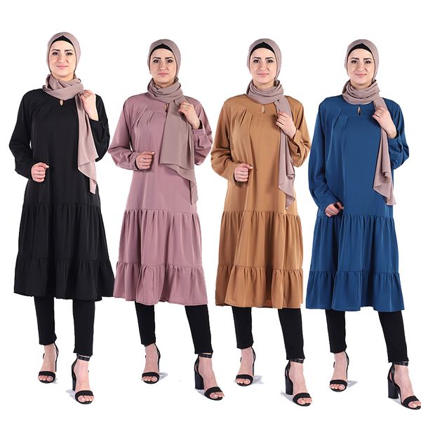 

ramadan eid djellaba abaya turkey arabic malaysia hijab muslim dress islamic clothing abayas for women ropa mujer ruffle vestido, Red