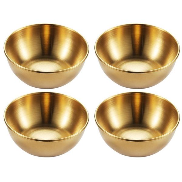

dishes & plates 4pcs sauce flavor metal round dish seasoning tableware