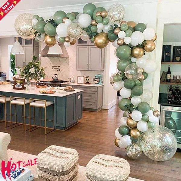 

party decoration 119pcs retro color bean paste green balloon arch garland kit wedding hawaiian birthday ballons globos