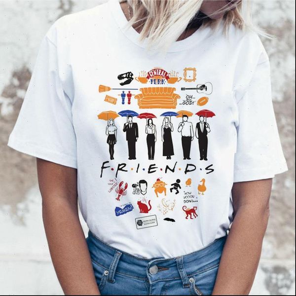 

harajuku t women shirts funny friends 90s tshirt fashion graphic tees female short sleeve tee, White